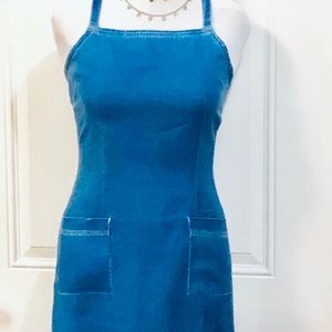 Express Denim Blue Linen Halter Dress Size 9/10